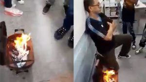 VÍDEO: professor leva churrasqueira para escola e queima máscaras na sala